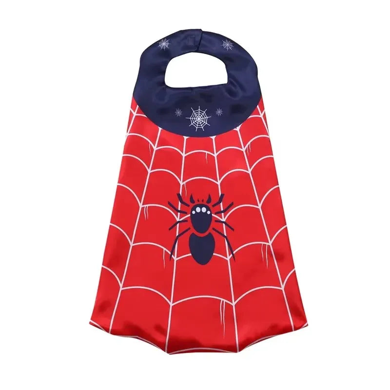 Cartoon Superhero Costume Set for Boys Girls Halloween Dress Spider Cape and Mask with Wristband Cosplay Costume