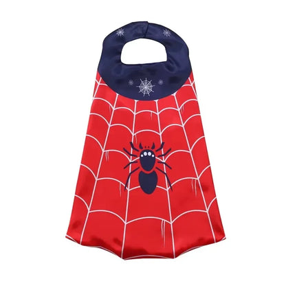 Cartoon Superhero Costume Set for Boys Girls Halloween Dress Spider Cape and Mask with Wristband Cosplay Costume