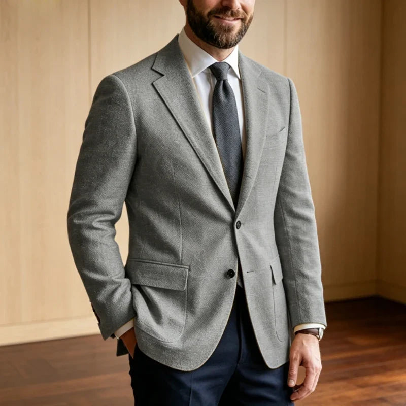 Men's Linen Blazer Notched Lapel 2 Button Slim Fit Suit Jacket Lightweight Breathable Men Business Wedding Party for Spring