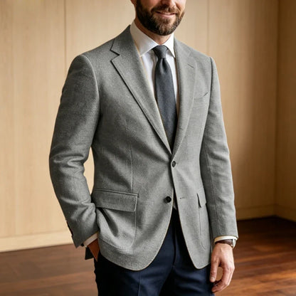 Men's Linen Blazer Notched Lapel 2 Button Slim Fit Suit Jacket Lightweight Breathable Men Business Wedding Party for Spring