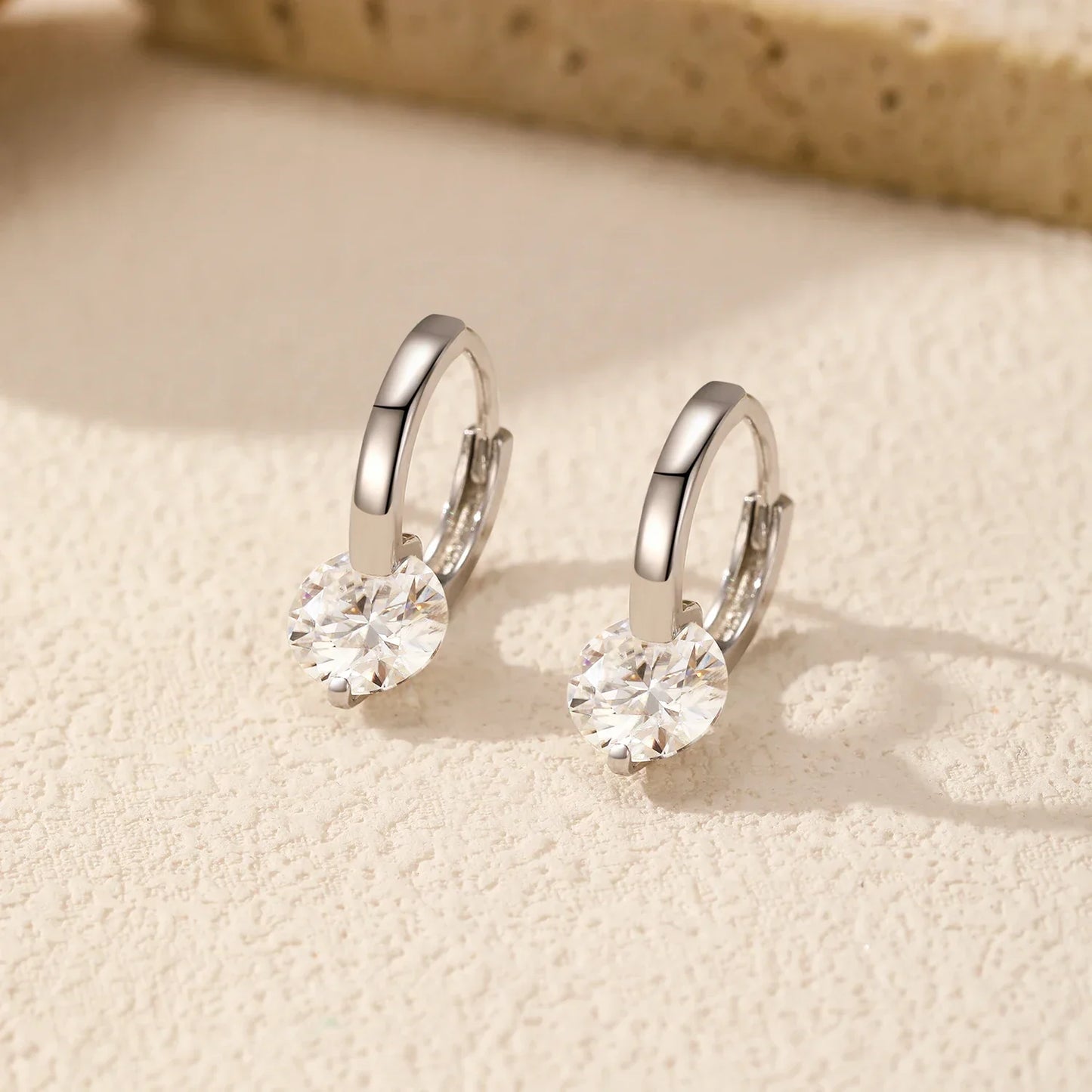 1.0CT D Color Moissanite Hoop Earrings 925 Sterling Silver Luxury Buckle Earrings For Women Wedding Fine Jewelry Gifts