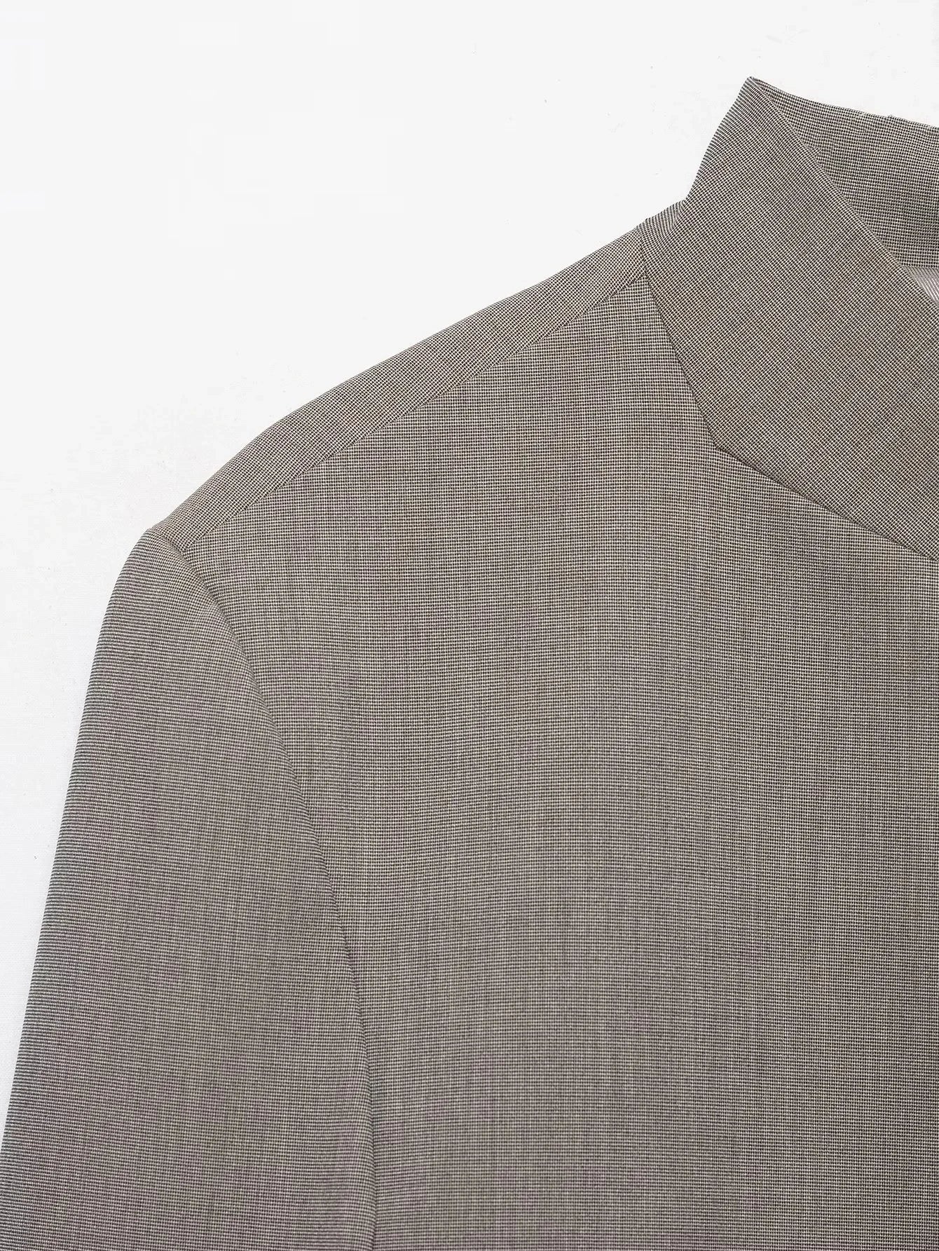 Vintage Office Lady Gray Solid Blazer Stand Collar Long Sleeve Loose Blazer Fashion 2026 Spring Summer Casual Blazer