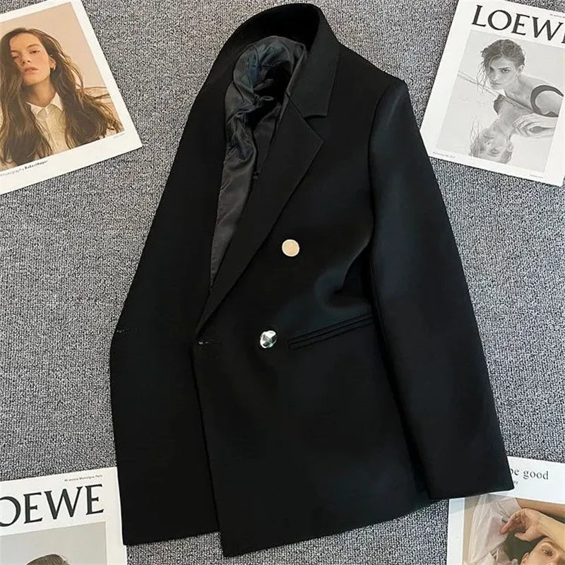 Spring Autumn High Quality Long Sleeve Female Blazer Double Button Jacket Ladies Business Work Wear Formal Coat Women Outerwea