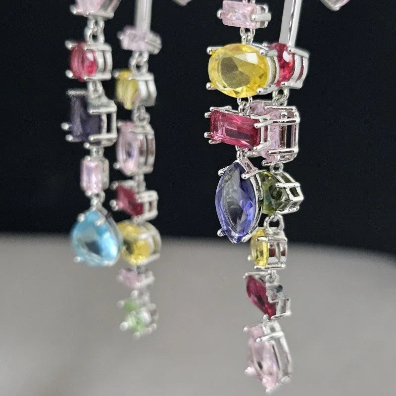 Candy Colorful Imitation Crystal Dopamine Unique Design Choker Necklace Bracelet Earrings, Jewelry for Women Bridal Gift