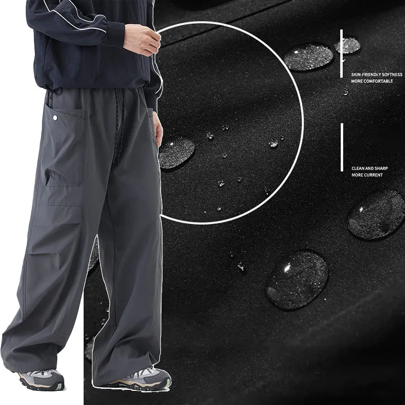 Male Hiking Pants Outdoor Waterproof Windproof Camping Cycling Trousers Autumn Spring Elastic Waist Climbing Travel Casual Pants