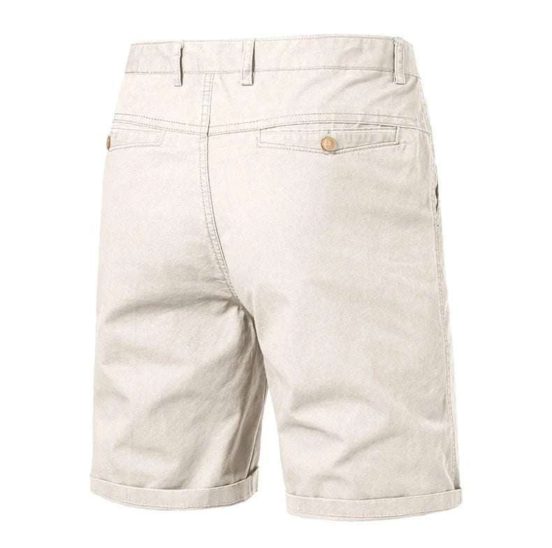 8 Colors Mens Cotton Casual Shorts Summer Business Casual Knee Pants Classic Khaki American Style Streetwear Golf Shorts Beige