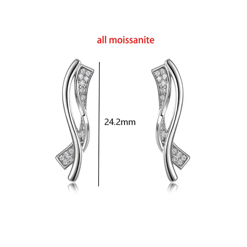 New Pass Test All Moissanite S-shaped Irregular Drop Earrings for Women Bridal Earrings Lab Diamond 925 Silver Jewelry