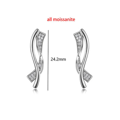 New Pass Test All Moissanite S-shaped Irregular Drop Earrings for Women Bridal Earrings Lab Diamond 925 Silver Jewelry