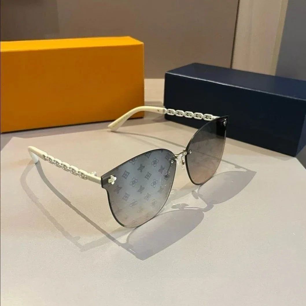 2025 New Fashion Luxury Brand Design Cat Eye Rimless Sunglasses Women Travel Sun Glasses Ladies Eyewear Shade UV400 Gafas De Sol