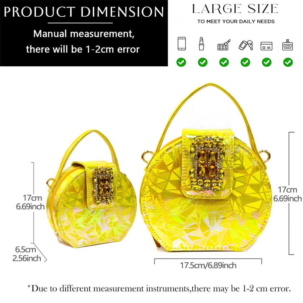 2025 Elegant Peep-Toe Heels for Women - Perfect Italian Party Shoes & Bag Set with Sparkling Diamond Accents