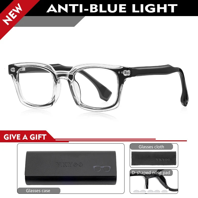 Personalized Fashion New Geometric Square Design Men's Anti-blue Light Reading Glasses Can Be Customized Prescription