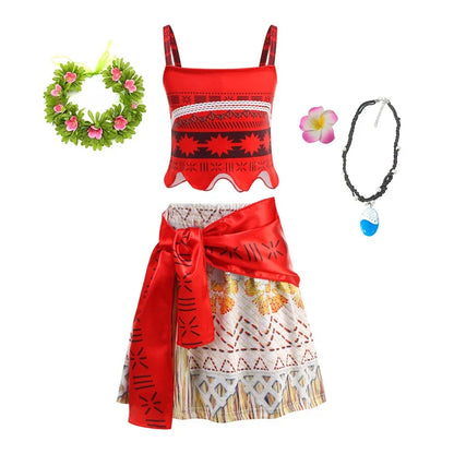 Summer Kids Princess Costume Children Disney Moana Halloween Dress Girl Vaiana Dinner Dress Ocean Adventure Pageant Disguise