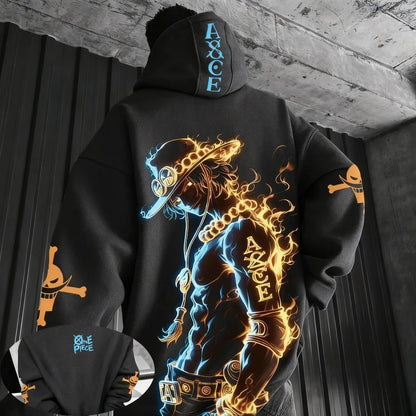 One Piece Men's Hoodie Sweater Portgas D. Ace Japanese Anime Spring Autumn Boys Children's Long-sleeved Parent-child Outfit