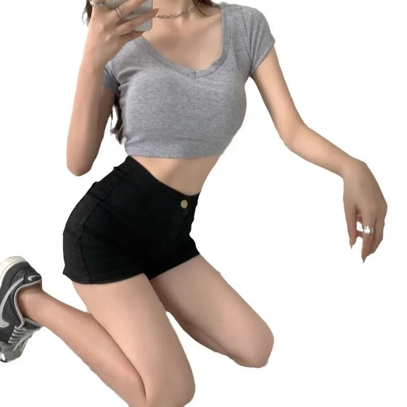 2024 New Running Shorts High Waist Denim Shorts Women Summer Korean Fashion Loose Jeans Sexy Wide-leg Pants Stylish Denim Short