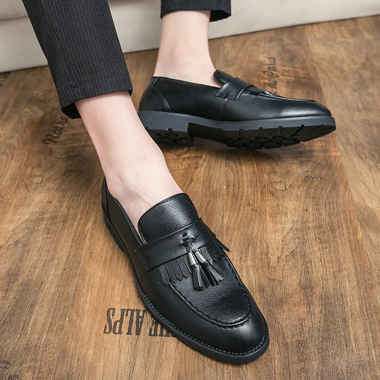 Tassel vamp loafers all match youth suit beamers men Korean version of British men's shoes best man shoes fashion