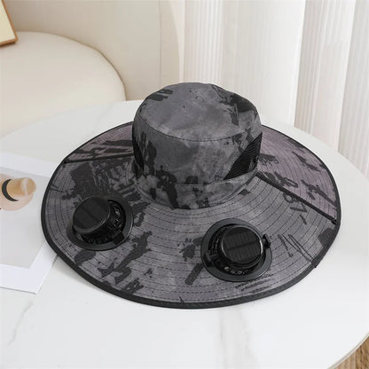 Summer For Outdoor Camping Fishing Hiking Sunscreen Fisherman Hat Solar Fan Cap Portable Solar Charging Cap with Fan Men Women