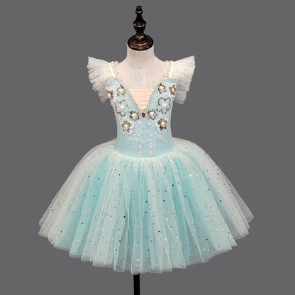 Children's Ballet Skirt Dance Girls Dress Tutu Performance Costume Flower Princess Ballet Girl Clothing Vestidos Kids Ballerine