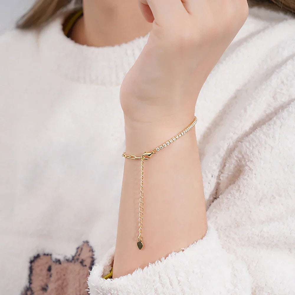 2mm Moissanite Tennis Bracelets With Gra Certificate S925 Sterling Silver Plated 18k Gold Paper Clip Bracelet For Women