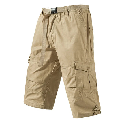 Mens Crop Pants Casual Cargo Shorts Zipper Pockets Light Weight Summer Cool Breathable Short Pants 3/4 Sweatpants