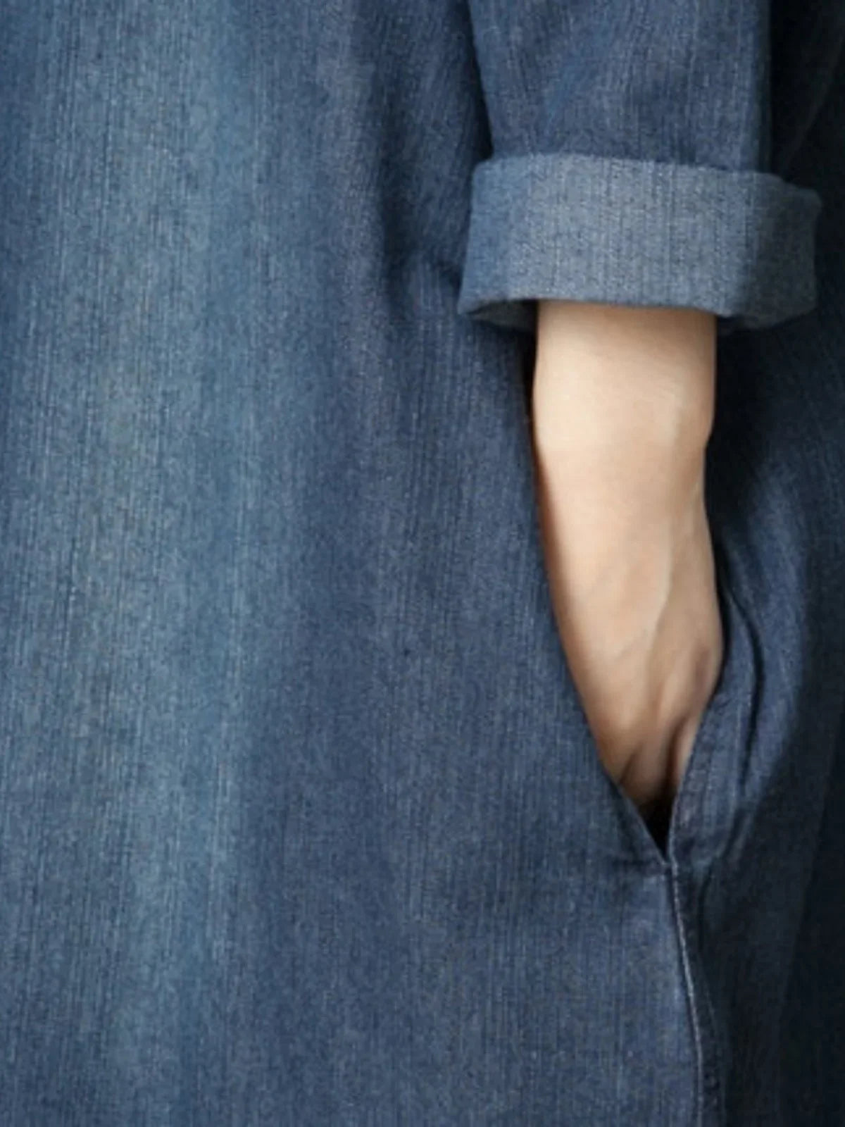 Women's Denim Dr Long Sve Loose Fit irt Sle Autumn Spring Faion plus Size Clothing Meat Concealing Slimming Skirt