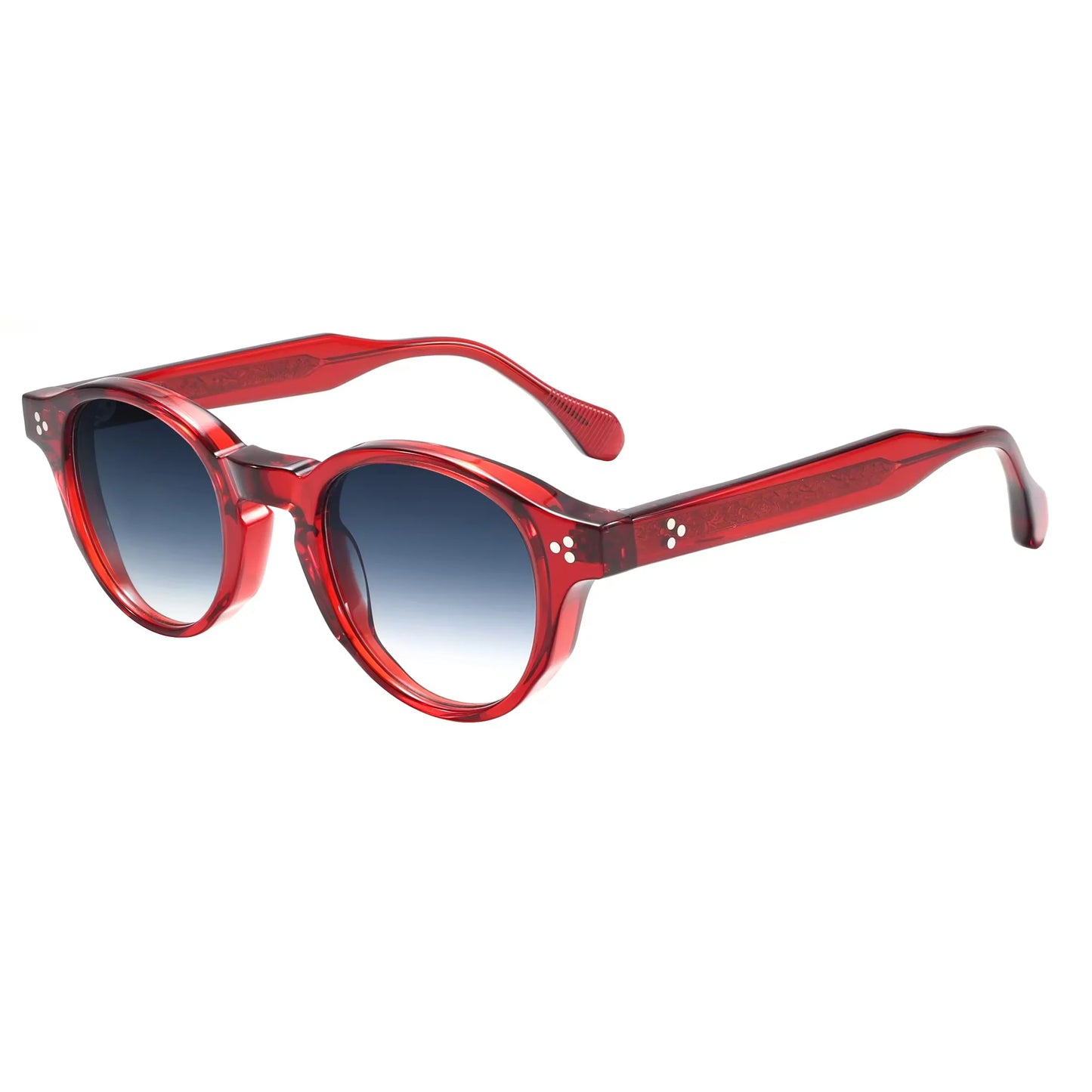 Vintage Tortoiseshell Acetate Sunglasses Men Women Retro Round Frame UV400 Protection Classic Rivet Design Sun Glasses