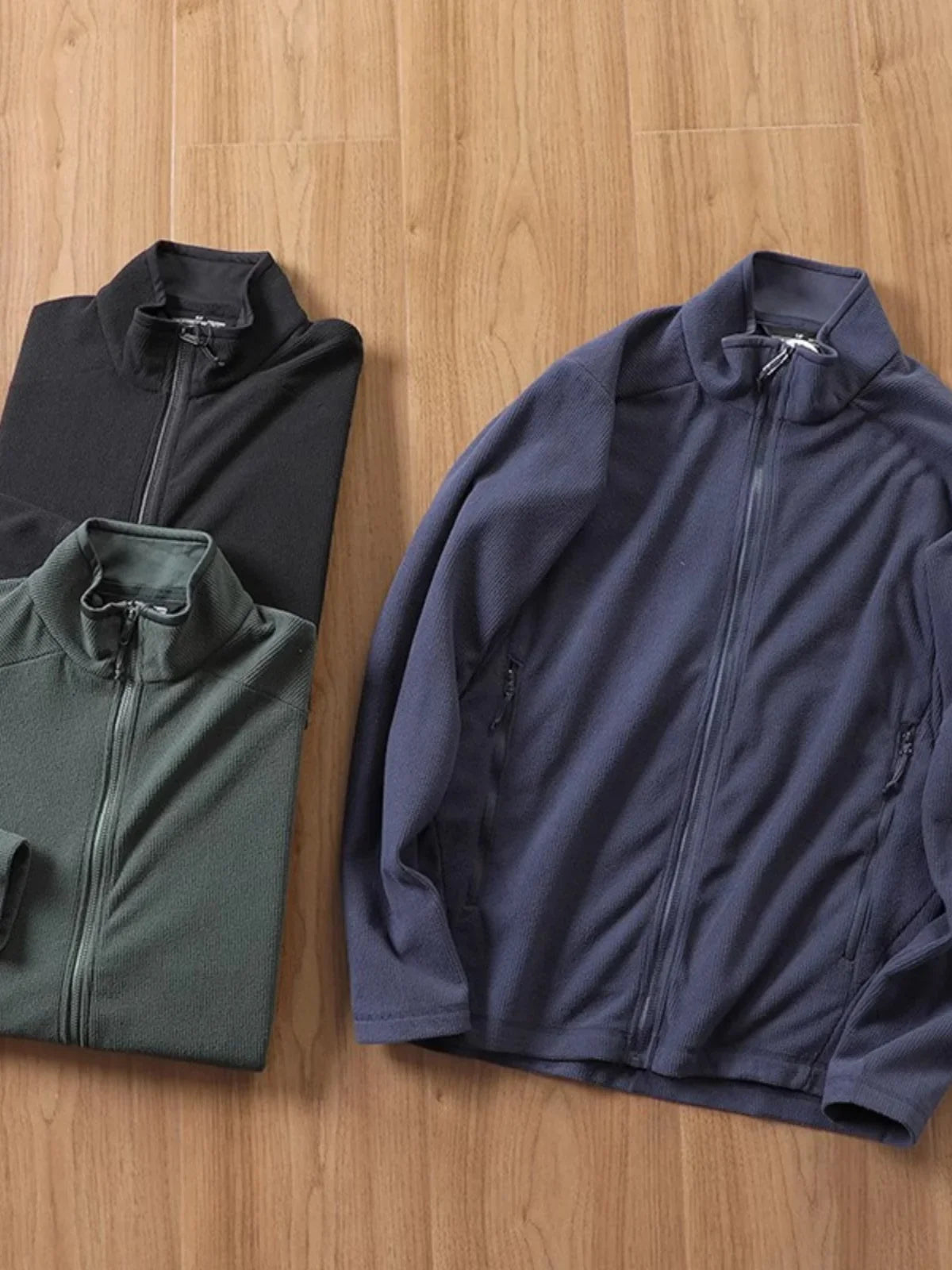 Outdoor Lightweight Fleece Sweatshirt Jacket Men's Zipper Closure Stand Collar Technical Fabric Comfortable Youth Fashion