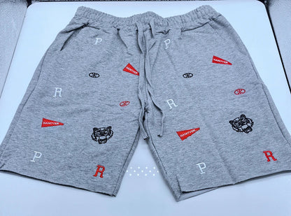 Mens Skinny Cotton Sporting Running Shorts Streetwear Bodybuilding Embroidered Fitness Short pants Jogger Gyms sport Shorts