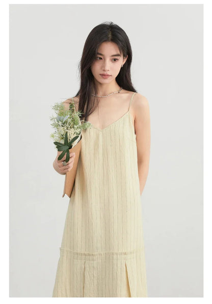 Women Dress Sets Stripe Shirt Loose Casual Long Sleeve Sunscreen Blouses Camisole V-neck Dresses Spring Autumn 2025