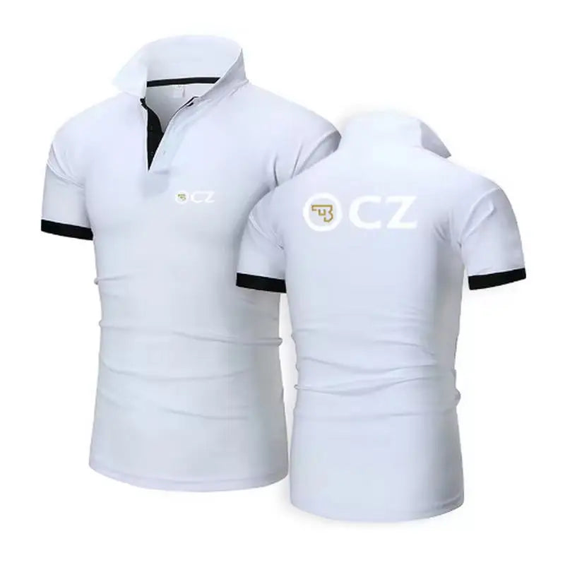 CZ Ceska Zbrojovka 2025 Men's New Summer Hot Sale Fashion Cotton Breathable Polos Shirt Casual Solid Color Slim Fit Top Clothing