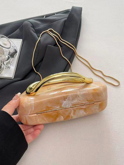 Women's Sealed Box Shaped Acrylic Clutch Fashion Dinner Wedding Party Handbag Elegant Luxury Designer Crossbody Shoulder Bag