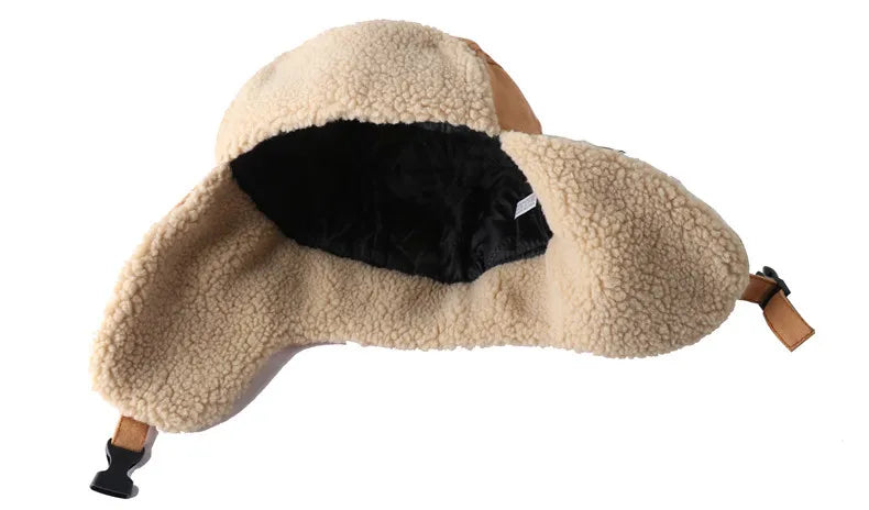 Army Military Ushanka Men&Women Windproof Winter Bomber Hats with Goggles Warm Lamb Wool Pilot Earflap Thermal Snow Cap