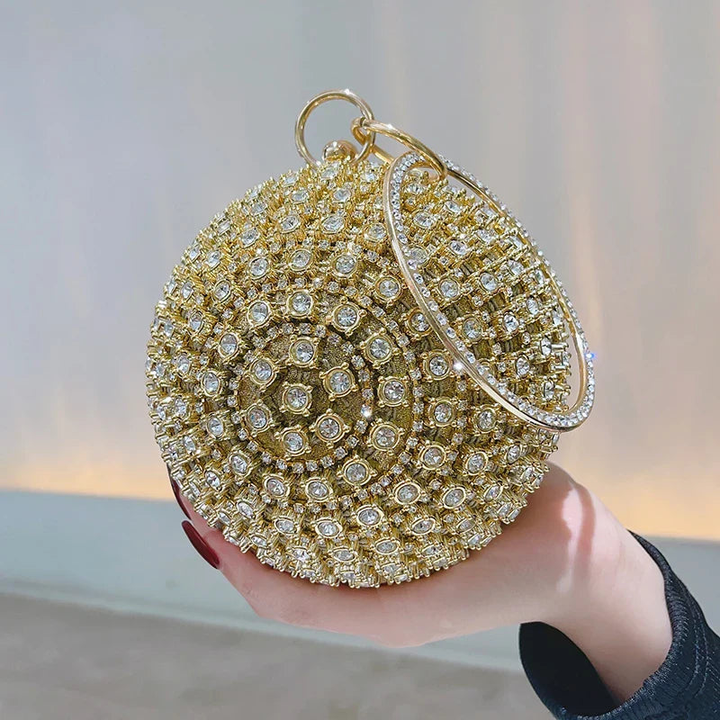 Round Pearl Clutch Purse Handbag Luxury Elegant Evening Bag Ring Handle For Women Bride Bridesmaid Wedding Party Handbag Purses