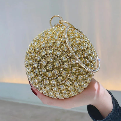 Round Pearl Clutch Purse Handbag Luxury Elegant Evening Bag Ring Handle For Women Bride Bridesmaid Wedding Party Handbag Purses