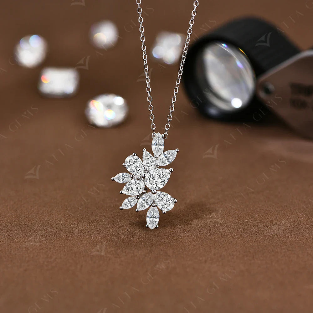 Moissanite Necklace For Women Full D VVS1 Lab Diamond luxury Pendant S925 Sterling Silver Engagement Party Jewelry Gift