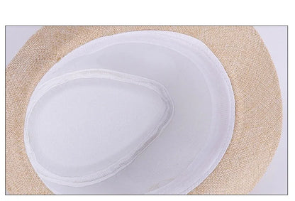 Jazz Hat British Style Linen Solid Color Hat for Men and Women Rolled Brim Couple Style Sun Hat Paper Straw Hat