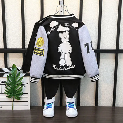 2-12Year Kids Clothes 2025 Spring Autumn Children Fashion Cartoon Bear Pattern Windbreaker Coat Baby Boy Girl Clothing Outerwear