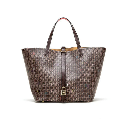 Retro Classic Style Exquisite Workmanship Letters Printing Ladies Multifunctional Handbag Large Capacity Women's Handbag