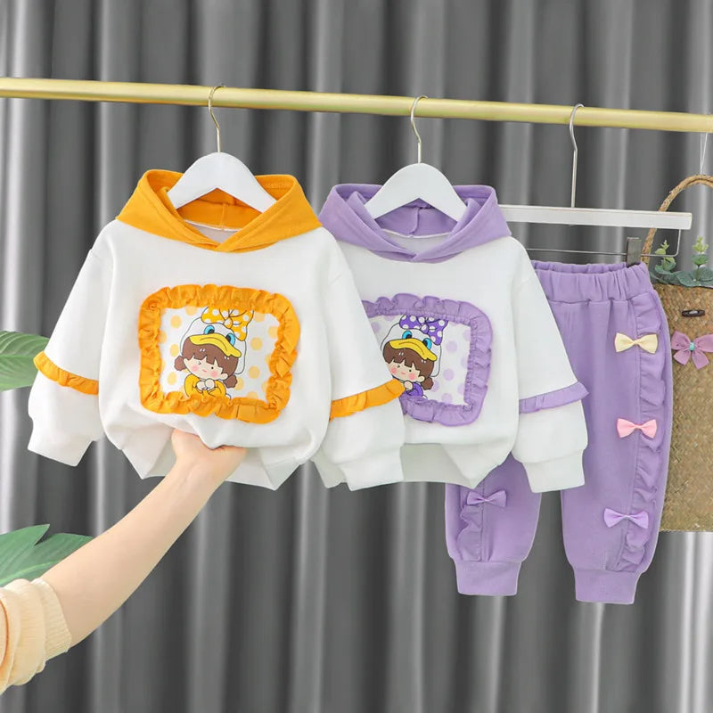 New Spring Autumn Baby Clothes Children Girls Cute Hoodies Pants 2Pcs/Sets Toddler Casual Costume Infant Outfits Kids Tracksuits