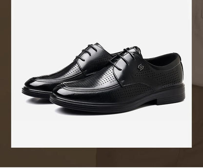 Summer New Hallow Leather Shoes for Men Solid Color Lace Fashion Business Casual Shoe Male Breathable Dress Elegant Shoes Man