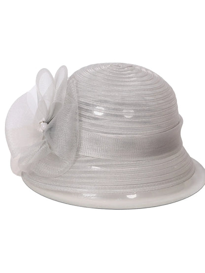 Floral Derby Fascinator Hat & Fedora for Women - Wedding Bridal Church Tea Party Formal Dress Accessories, Floppy Sun Caps