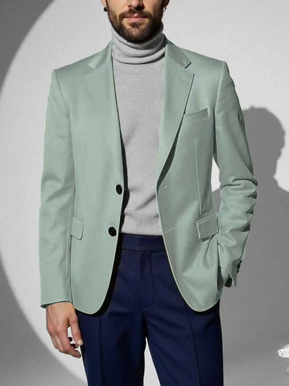 Men's Spring and Autumn New Leisure Solid Color Long Sleeve Suit Jacket Men's Two-button Suit