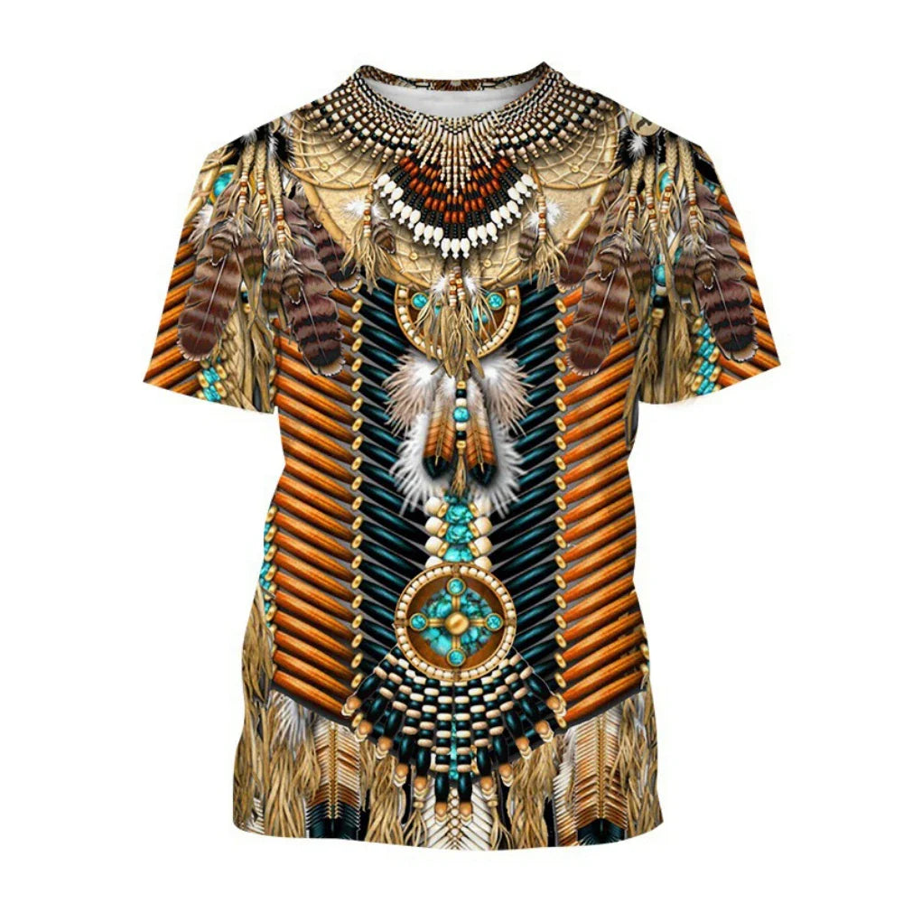 Summer Indian Ethnic Style 3D Print T-Shirts Streetwear Men Fashion Harajuku Casual Oversized O-Neck T Shirt Tees Tops