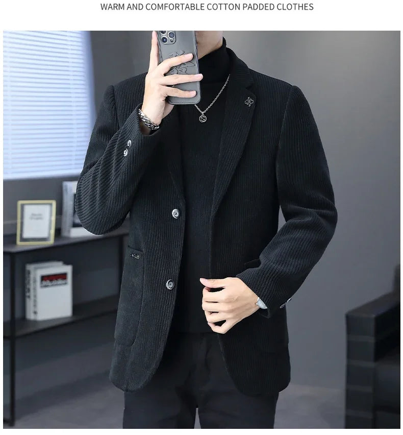 Blazer Boutique Men's Fashion Business Casual Solid Color Korean Version of The Trend Simple Casual Elite Party Gentleman Suit