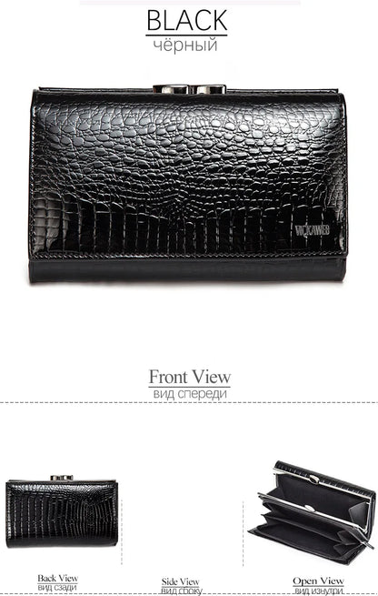 Free Gift Women Genuine Leather Short Wallet Female Fashion Purses Ladies Alligator Hasp & Zipper Small Coin Bag AE2155