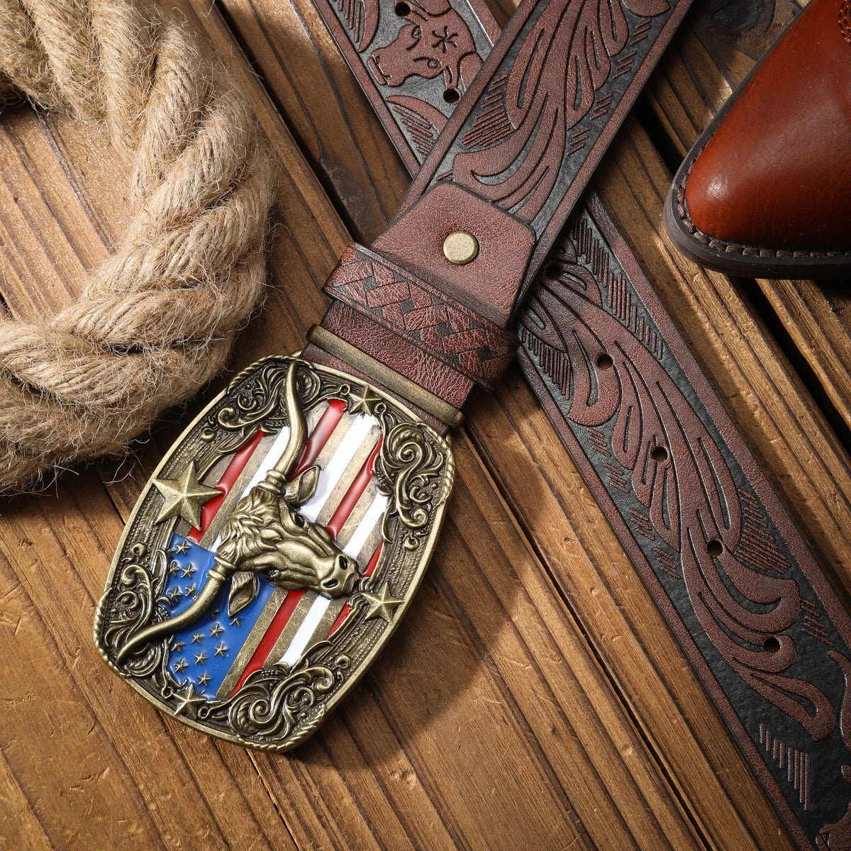 Vintage Meets Fashion! PU Alloy Buckle Belt, Suitable for Both Men and Women, to Create a Personalized Western Style