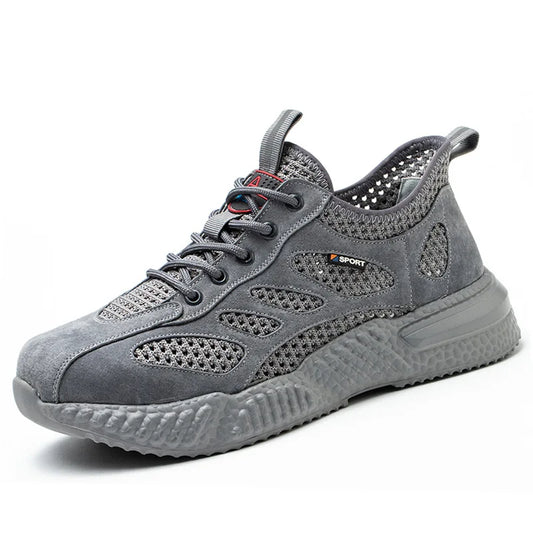 light summer work shoes breathable mesh safety shoes for woman comfortable work sneakers for men steel toe work safety boots