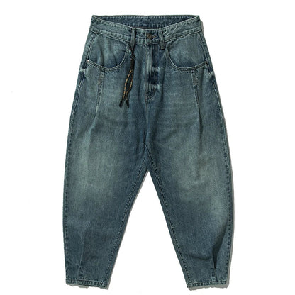 American Vintage High Quality Denim Cargo Pants Men Clothing Streetwear Loose Skate Jeans Harajuku Casual Harem Trousers Male