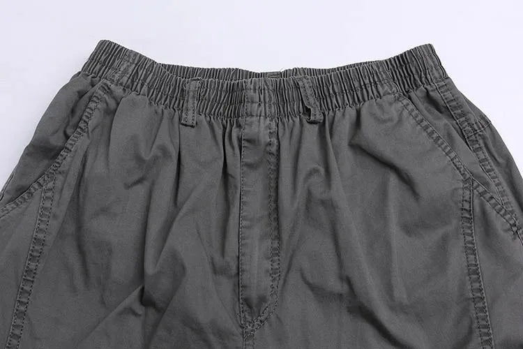 Spring Men cargo cotton pants pocket large size big 8XL 10XL 9XL 140KG loose out door casual safari style pants black 46 48 50