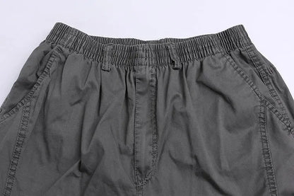 Spring Men cargo cotton pants pocket large size big 8XL 10XL 9XL 140KG loose out door casual safari style pants black 46 48 50