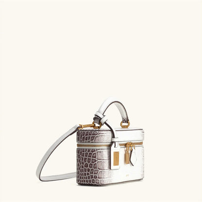Women Shoulder Bag Crossbody Handbag Croc Embossed Small Square Box Purse French Vintage Messenger Bags Exquisite Ladies